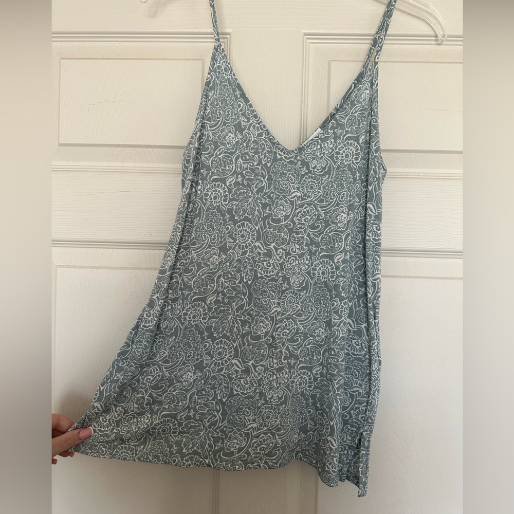 Old Navy Sage Green and White Patterned Top